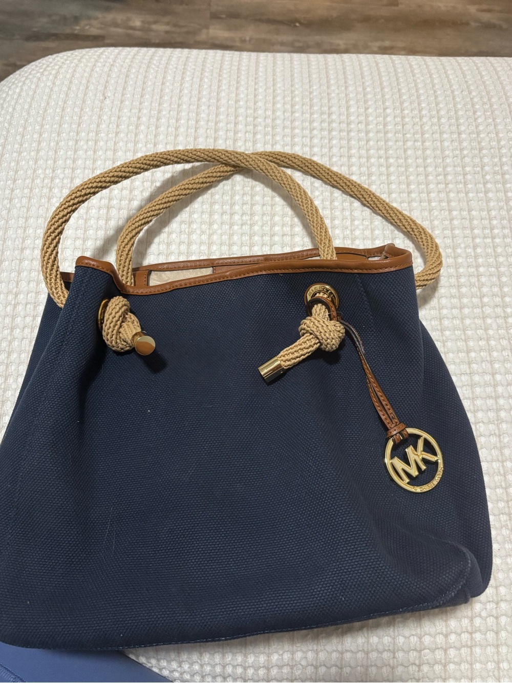 Micheal Kors Blue Navy Canvas Tote Bag